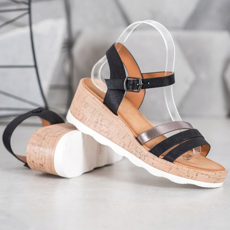 Weide Sorte kile sandaler 1