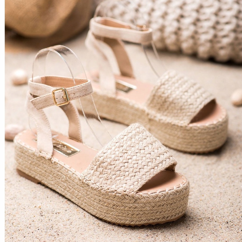Weide Espadrilles sandaler på platformen brun 1