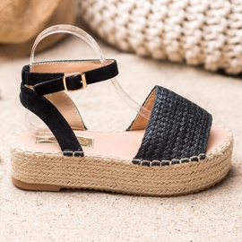 Weide Espadrilles sandaler på platformen sort 2