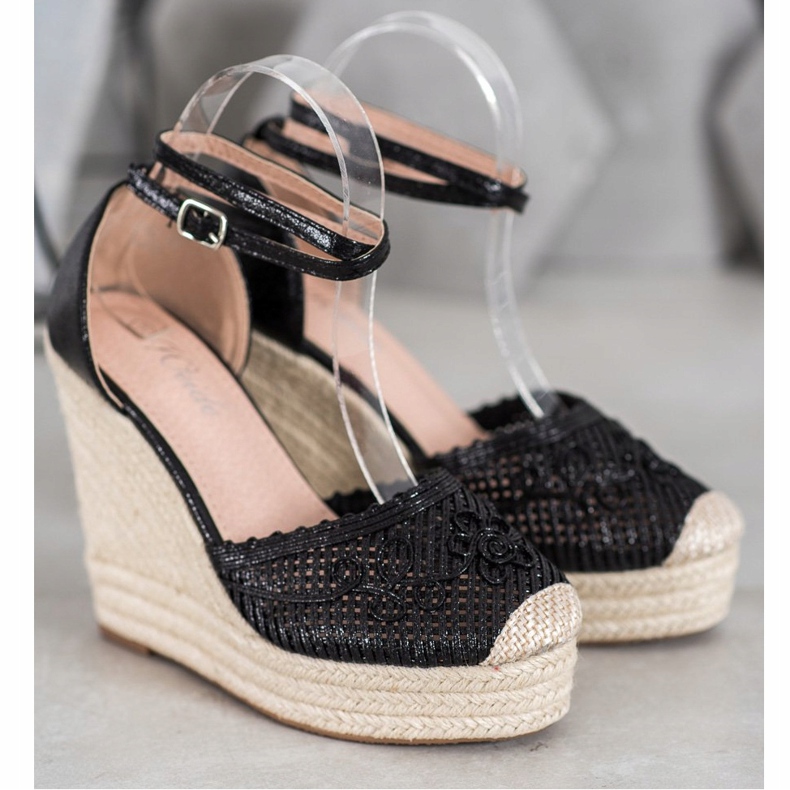Weide Skinnende Espadrilles På Kile sort 1