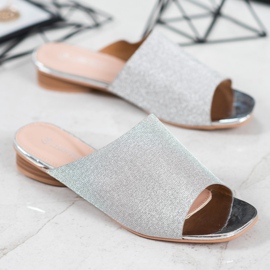 SHELOVET Elegante hjemmesko med glitter grå 1