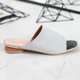SHELOVET Elegante hjemmesko med glitter grå 2
