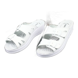 Kvinders læder flip flops hvide kiler 2