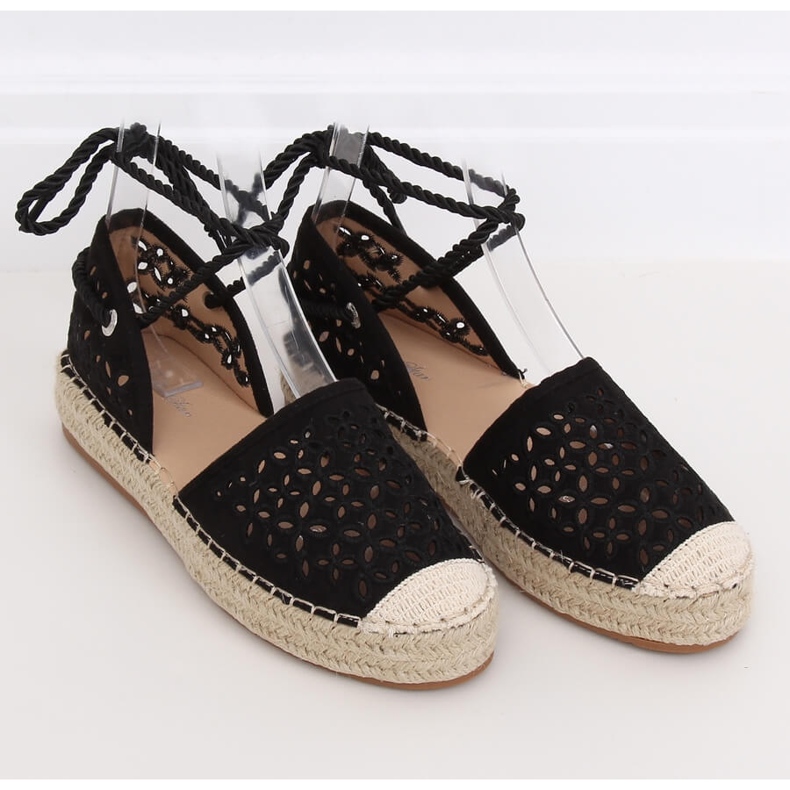 Sort Espadrilles bundet over anklen G1573 Sort 1