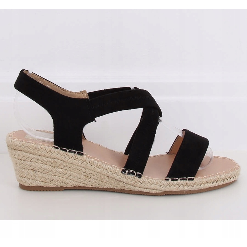 Sorte sandaler på en kile espadrilles sort S-823 Sort 2