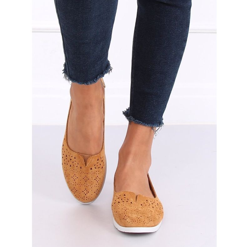 Camel ZA02P Kamel openwork ballerinaer brun 1