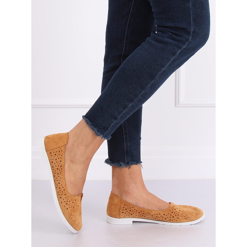 Camel ZA02P Kamel openwork ballerinaer brun 2