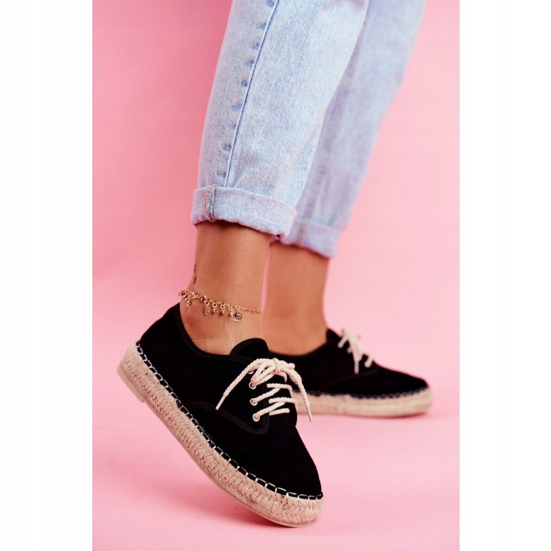 MSMG Kvinders espadriller på sort Sonya hørplatform 1