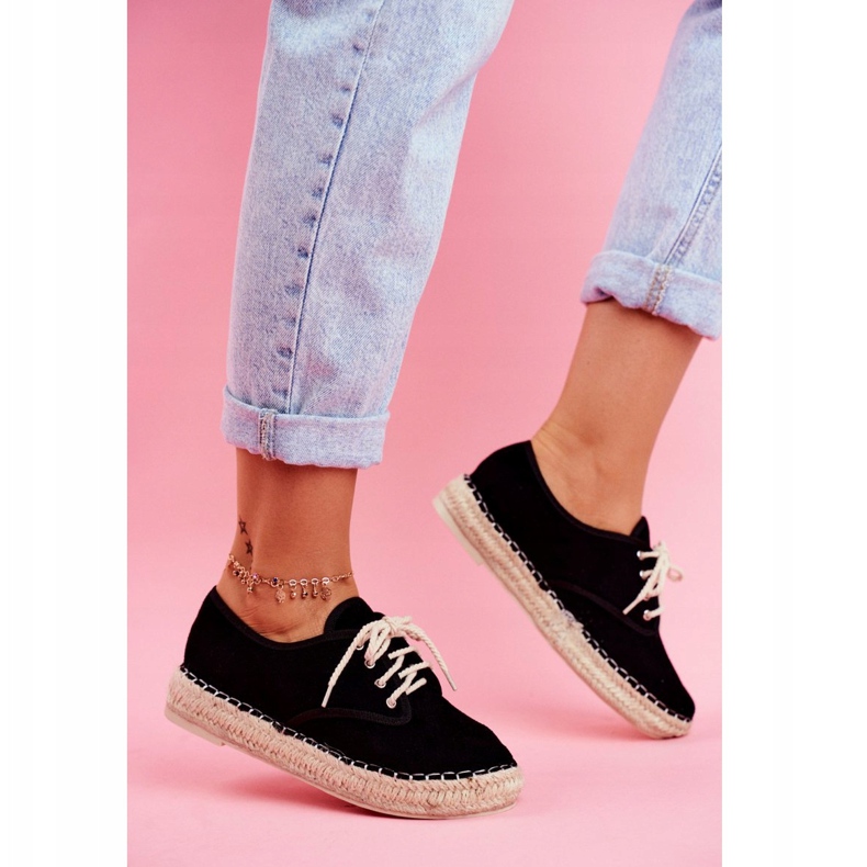 MSMG Kvinders espadriller på sort Sonya hørplatform 2