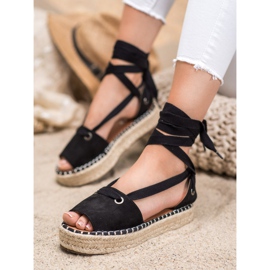 SHELOVET Åben tå Espadrilles sort 2