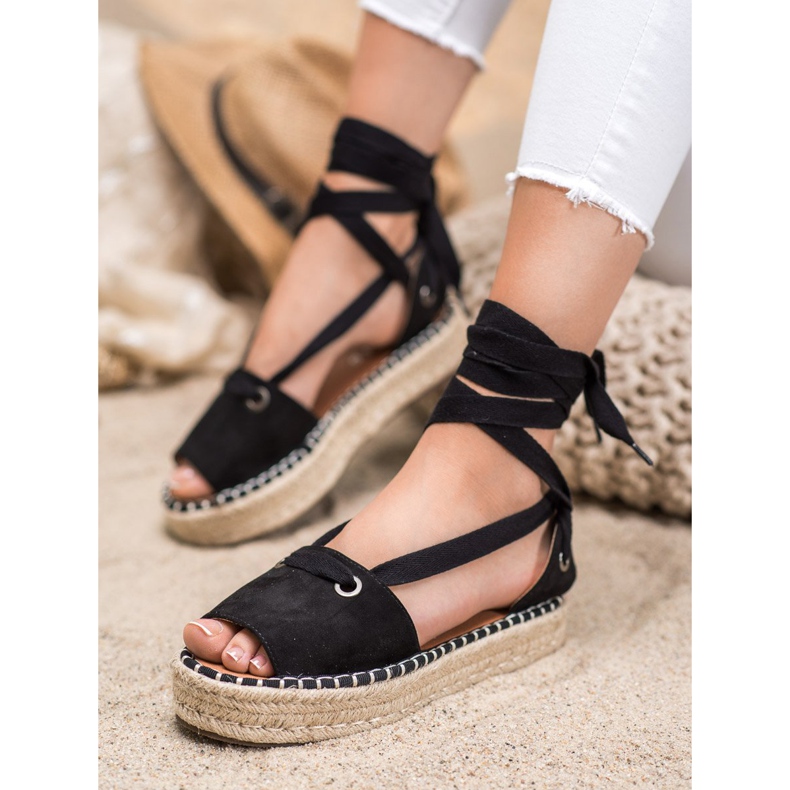 SHELOVET Åben tå Espadrilles sort 2