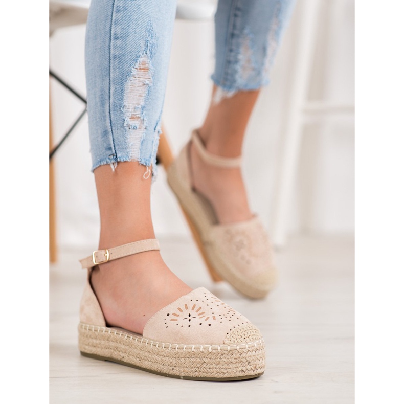 Seastar Openwork Espadrilles på platformen beige 2