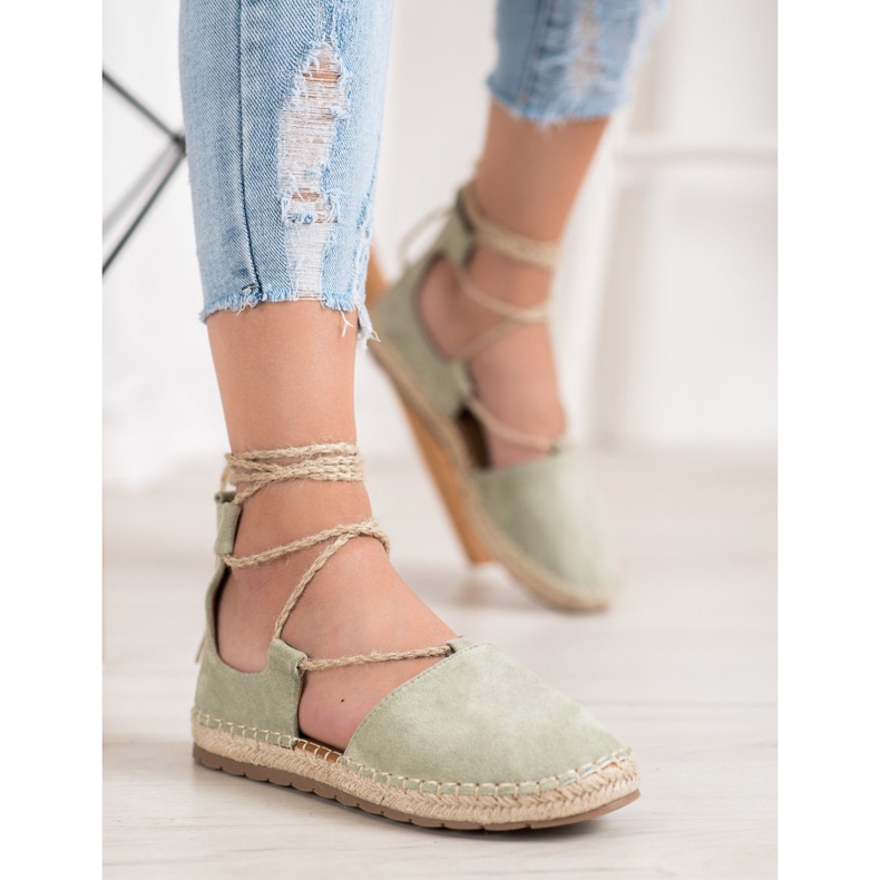 Seastar Ruskind Espadrilles Med Binding grøn 1