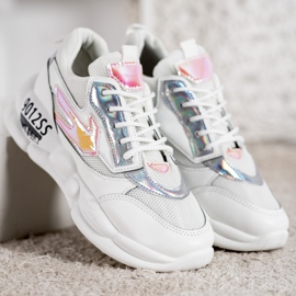 SHELOVET Sneakers med Eco Leather Fashion hvid flerfarvet grå 1
