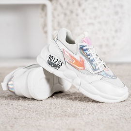 SHELOVET Sneakers med Eco Leather Fashion hvid flerfarvet grå 2