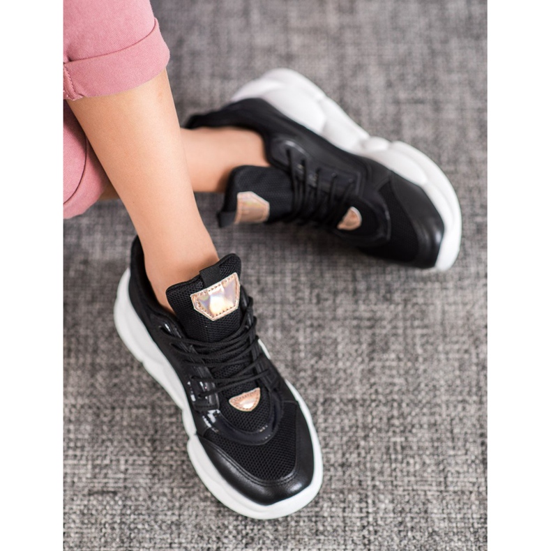 SHELOVET Sneakers med Eco Leather Fashion sort gul 1