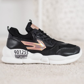 SHELOVET Sneakers med Eco Leather Fashion sort gul 2