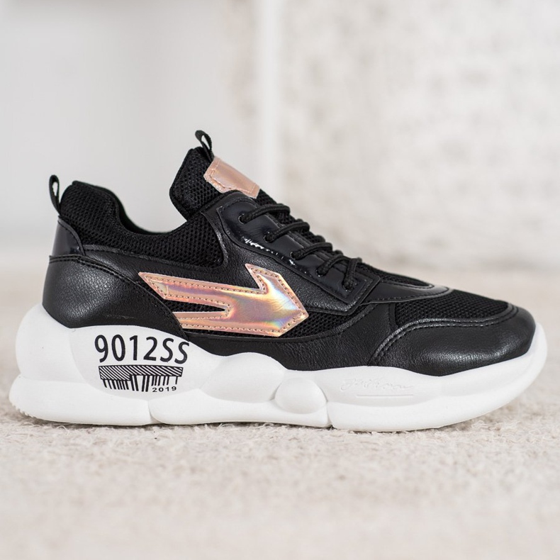 SHELOVET Sneakers med Eco Leather Fashion sort gul 2