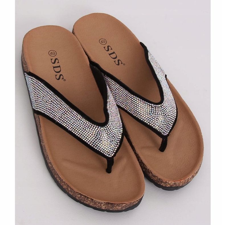 Sorte flip-flops på korksålen 7872-PL Sort 1