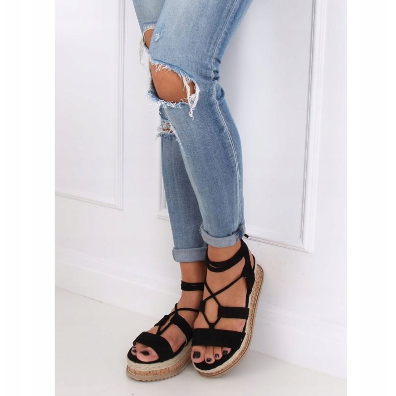 Sorte espadrillessandaler JH116 Sort 1