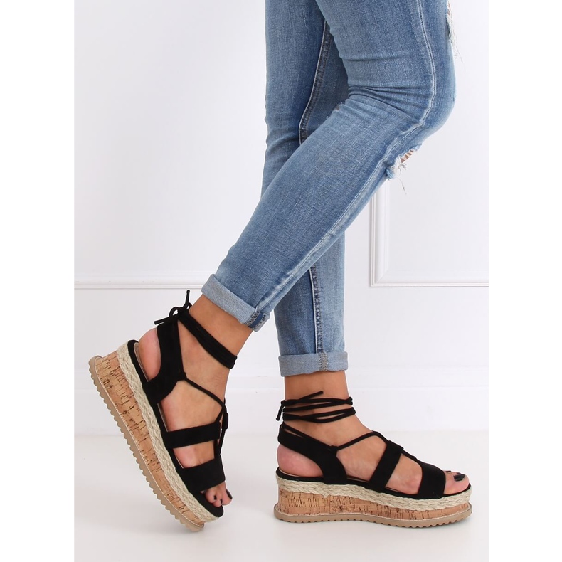 Sorte espadrillessandaler JH116 Sort 2