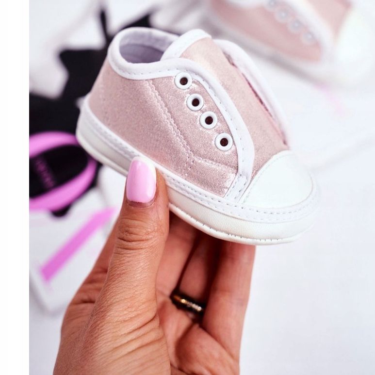 Apawwa Børnesneakers velcro med brokade dåb Pink Milley lyserød 1