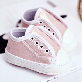 Apawwa Børnesneakers velcro med brokade dåb Pink Milley lyserød 2