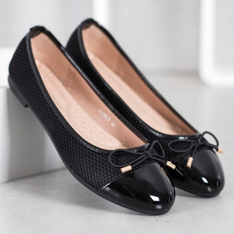 Diamantique Ballerinas med mesh sort 2
