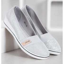 SDS Slip-on ballerinaer med glitter grå 2
