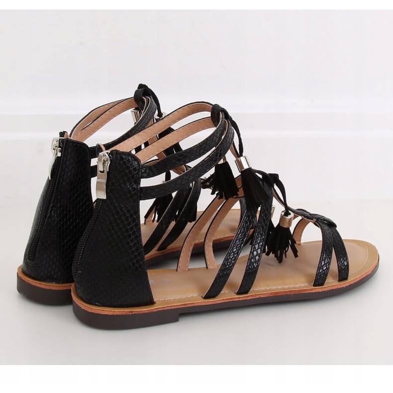 Sorte boho sandaler JN806 Sort 1