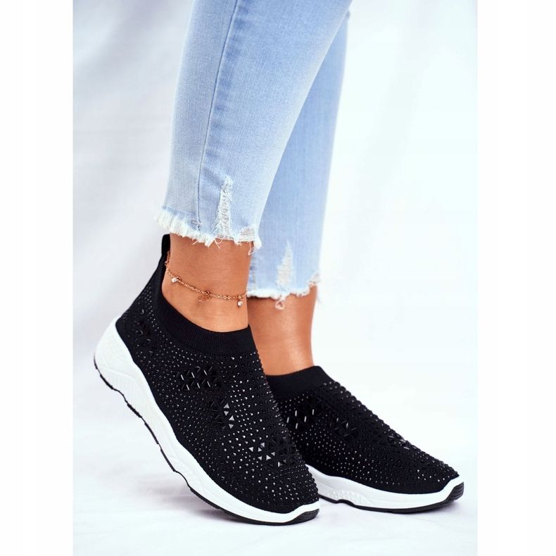 Dame Sportssko Lyserøde Santol Rhinestones sort 1