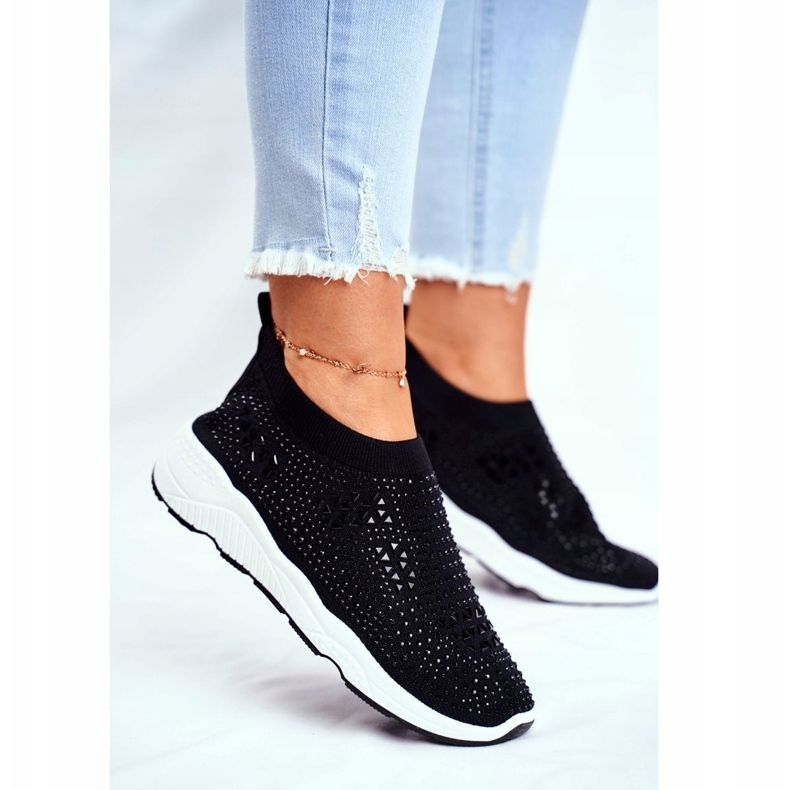 Dame Sportssko Lyserøde Santol Rhinestones sort 2