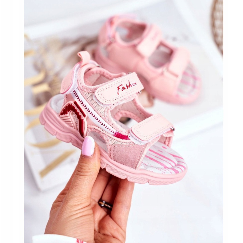 PL1 Børnesandaler med velcro pink grobino lyserød 1