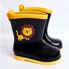 Børns sort gummi Galoshes løve 1