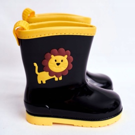 Børns sort gummi Galoshes løve 2