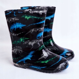 Børns sort gummi galoshes dinosaur 1