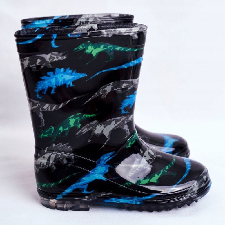 Børns sort gummi galoshes dinosaur 2