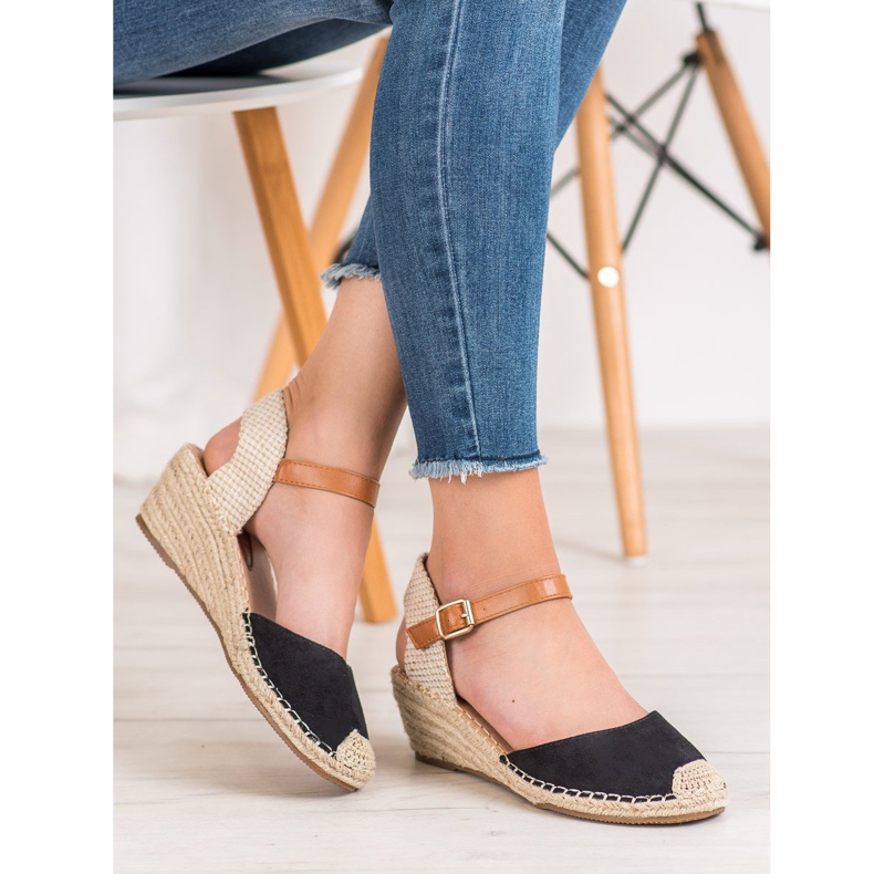 Renda Espadrilles med en opdaget hæl sort 1