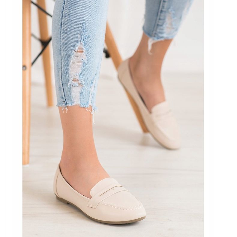 Diamantique Beige loafers med øko -læder 1