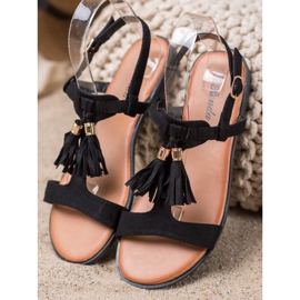 Renda Sandaler med frynser sort 2