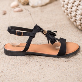 Renda Sandaler med frynser sort 1