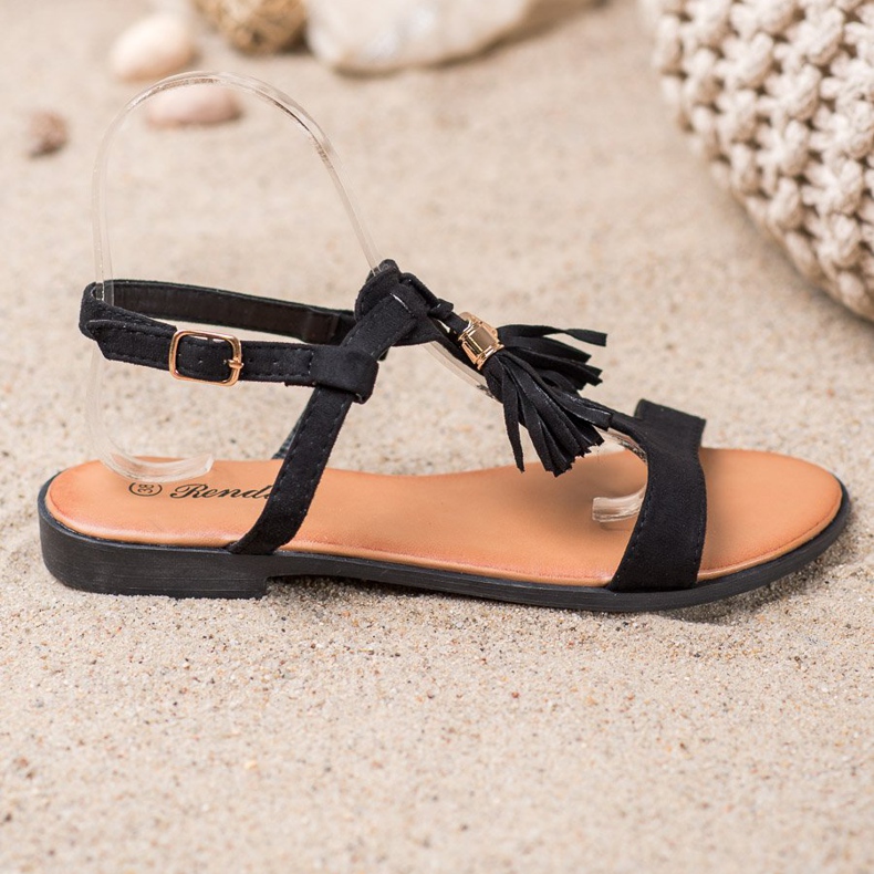 Renda Sandaler med frynser sort 1