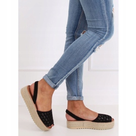 Sort WH931 sorte sandaler med åbent espadrilles 2