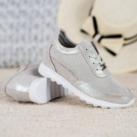 VINCEZA skinnende læder sneakers grå 1
