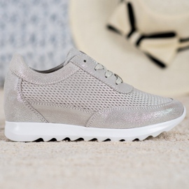 VINCEZA skinnende læder sneakers grå 2