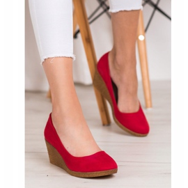 Goodin Suede Wedge Pumps rød 2