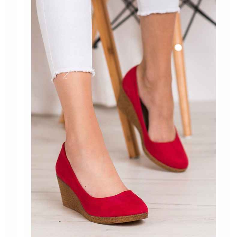 Goodin Suede Wedge Pumps rød 2