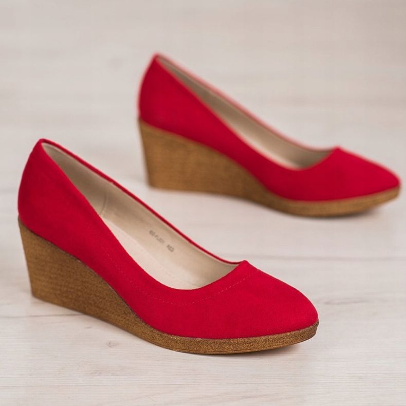 Goodin Suede Wedge Pumps rød 1
