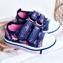Le Scarpe Børnesneakers Marineblå Junalo Velcro lyserød 1