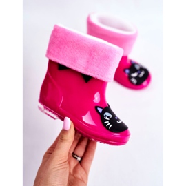 Børns gummiregn støvler Pink Cat sort lyserød 2